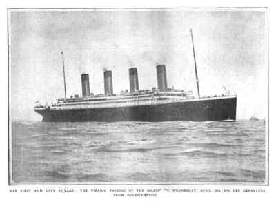 رحلتها الأولى والأخيرة: تيتانيك تخطي سولنت يوم الأربعاء 10 أبريل 1912. بواسطة غير معروف