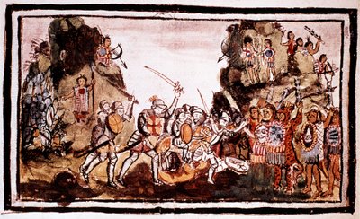 هيرناندو كورتيس كورتيز 1485-1547 ، الفاتح الإسباني ، يهاجم السكان الأصليين في المكسيك بواسطة غير معروف