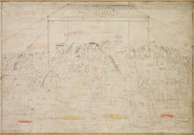 هندوس الله كريشنا يرتدي ملابس نسائية في مهرجان الربيع هولى ، ج. 1790. بواسطة غير معروف