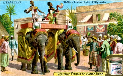 المسرح الهندوسي على ظهور الفيلة ، c1900 بواسطة غير معروف