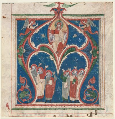 الأولي المؤرَّخ أَخْذَ مِنْ كَتِبٍ وَقْدٍ: المسيح في الجلالة مع الأنبياء ، ج. 1280-1300. بواسطة غير معروف