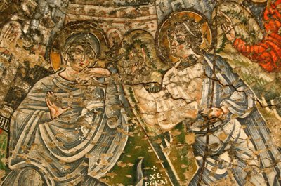 دير القبطية العذراء والقديس يوحنا كامه: لوحة جدارية من القرن التاسع: بشارة مصر بواسطة غير معروف