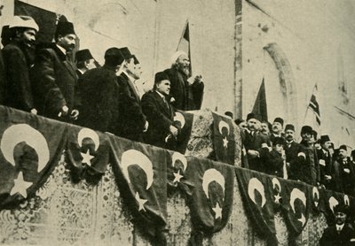 تم إعلان الحرب المقدسة في مسجد الفاتح ، القسطنطينية ، 14 نوفمبر 1914 ، c1920. بواسطة غير معروف