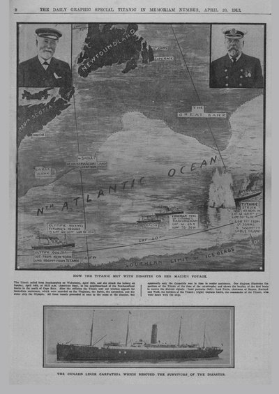كيف اجتمع تيتانيك بكارثة ... ، و The Cunard liner Carpathia ... ، 20 أبريل 1912. بواسطة غير معروف