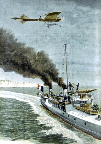 حاول هوبرت لاثام أن يطير بطائرته أحادية الطائرتين أنطوانيت عبر القناة الإنجليزية ، 1909 بواسطة غير معروف