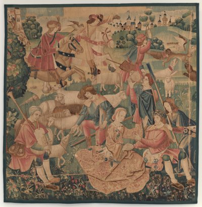 مشاهد الصيد والرعوية ، مع بطل مكلل بين السيدات ، ج. 1510. بواسطة غير معروف