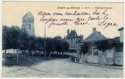 إيل دو فرانس ، إيسون (91) ، Soisy sur Ecole (Soisy-sur-Ecole): Place de l'Eglise - بطاقة بريدية أواخر القرن التاسع عشر وأوائل القرن العشرين بواسطة غير معروف