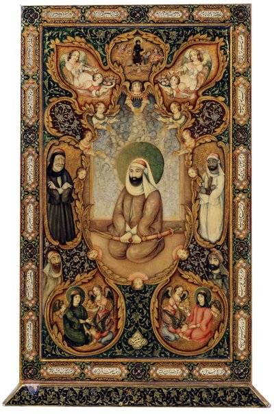 الإمام علي علي بن أبي طالب مع ولديه حسن وحسين ، 1871. بواسطة غير معروف