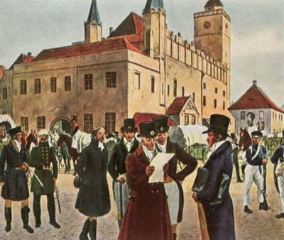 أمام دار البلدية في Reichenbach في سيليزيا خلال وقف إطلاق النار ، 1813 ، 1936. بواسطة غير معروف