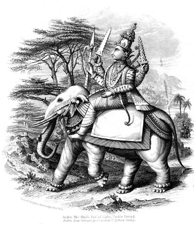 شنت إندرا ، رئيس الآلهة الفيدية في الهند على فيله ، c1880 بواسطة غير معروف