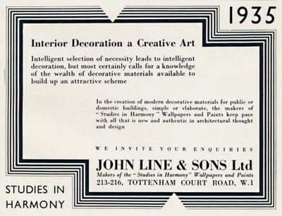 الديكور الداخلي لفنون إبداعية - John Line & Sons Ltd، 1935 بواسطة غير معروف