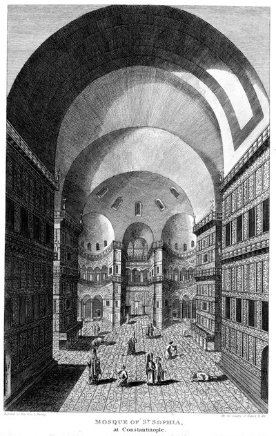 داخل آيا صوفيا ، القسطنطينية ، النقش ، 1815 بواسطة غير معروف