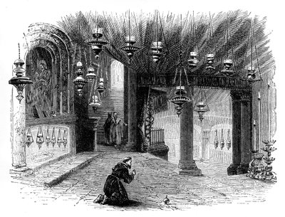 الجزء الداخلي من كنيسة المهد ، بيت لحم ، c1888 بواسطة غير معروف