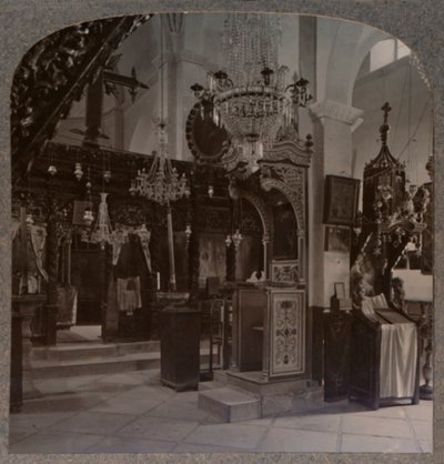 باطن الكنيس حيث بشر المسيح ، الناصرة ، 1900 م بواسطة غير معروف