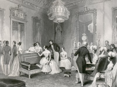 داخل غرفة الرسم الصفراء ، قصر باكنغهام ، لندن ، 1840 بواسطة غير معروف