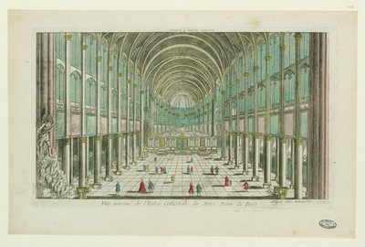منظر داخلي لكاتدرائية نوتردام دي باريس ، حوالي عام 1770. بواسطة غير معروف