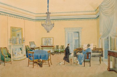 الداخلية مع الأرقام. غرفة الموسيقى ، 1830-1839 بواسطة غير معروف