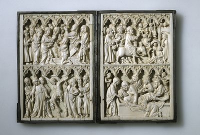 diptych العاج مع مشاهد من حياة المسيح الملكية للملكة Jadwiga من بولندا ، القرن الرابع عشر بواسطة غير معروف