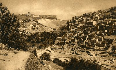 القدس - وادي قدرون ، سيلوام وسور المدينة ، c1918-c1939. بواسطة غير معروف