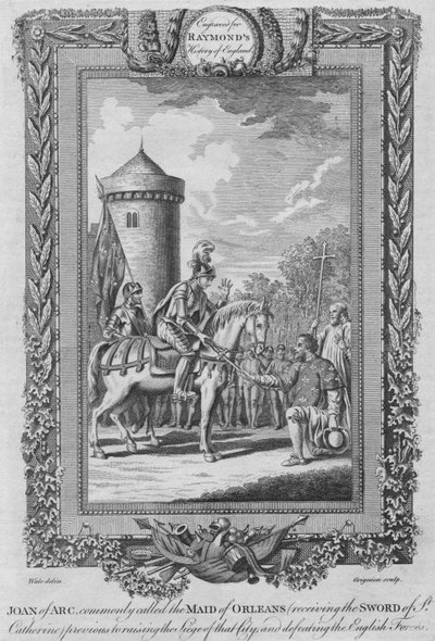 دعا جان دارك عادة خادمة أورليانز تلقي سيف سانت كاترين ، c1787 بواسطة غير معروف