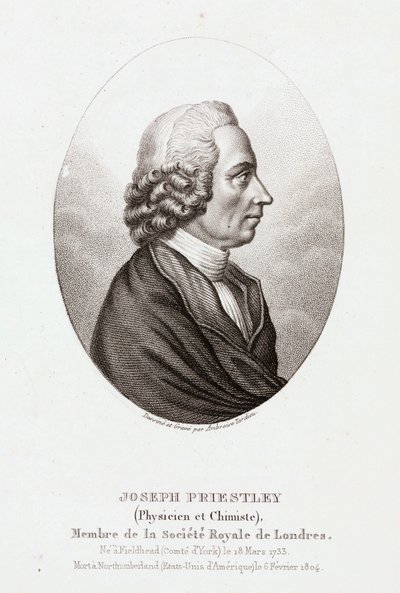جوزيف بريستلي ، عالم لاهوت وكيميائي إنجليزي-أمريكي ، عام 1780 بواسطة غير معروف