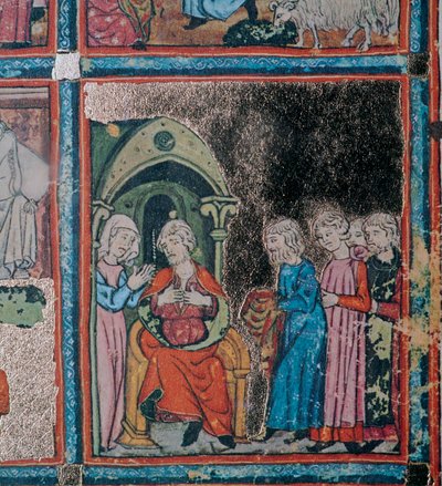 إخوة يوسف يظهرون لوالدهم معطفه الملطخ بالدماء ، القرن الرابع عشر بواسطة غير معروف