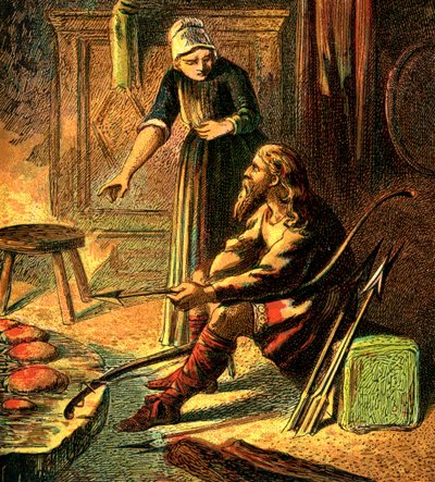 الملك ألفريد والكعك ، c1850 بواسطة غير معروف