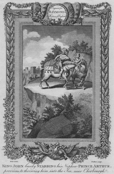 قام الملك جون بطعن ابن أخيه الأمير آرثر ، قبل رميه في البحر ، c1787 بواسطة غير معروف