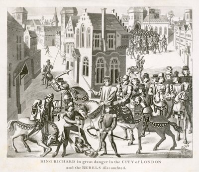 الملك ريتشارد الثاني يواجه المتمردين ، ثورة الفلاحين ، لندن ، 1381 القرن التاسع عشر بواسطة غير معروف