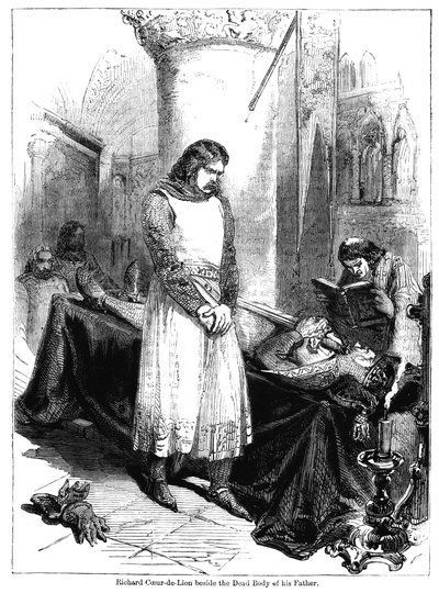 الملك ريتشارد الأول بجوار جثة والده ، الملك هنري الثاني ، 1189 بواسطة غير معروف