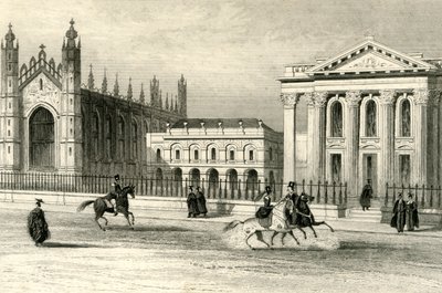 كنيسة كينجز كوليدج ، مكتبة الجامعة ومجلس الشيوخ ، كامبريدج ، c1835. بواسطة غير معروف
