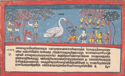 كريشنا سلايس باكاسورا ، شيطان الرافعة ... ، من Bhagavata Purana المتفرقة ... ، 1800-1825. بواسطة غير معروف