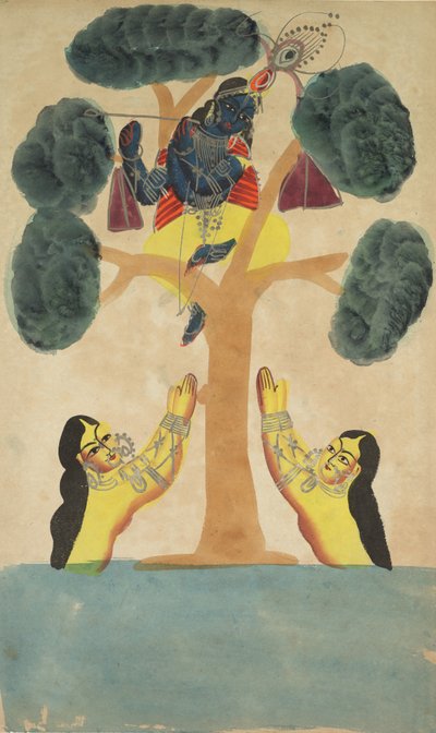 كريشنا يسرق ملابس رعاة البقر جوبيس ، 1800s. بواسطة غير معروف