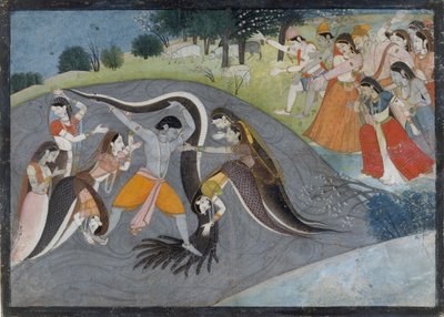 كريشنا إخضاع كاليا ، شيطان الأفعى: ورقة من سلسلة بهاجافاتا بورانا ، كاليفورنيا. 1785. بواسطة غير معروف