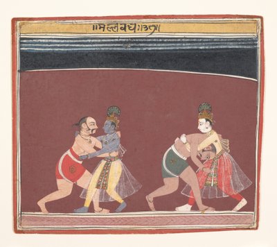 كريشنا و Balarama محاربة الملك الشر المصارع Kamsas ... ، كاليفورنيا. 1650. بواسطة غير معروف