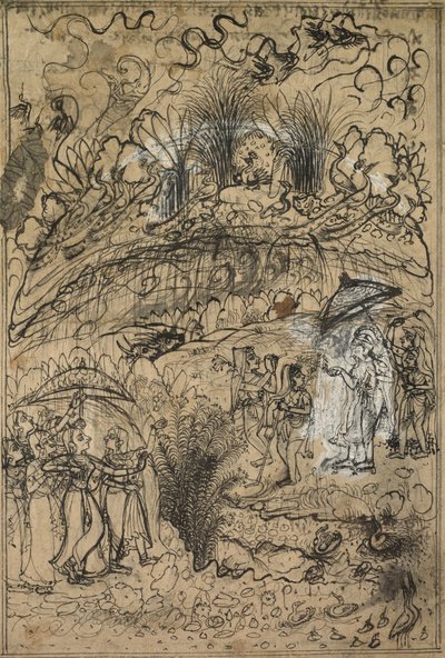 كريشنا ورادها تحت جبل. جوفاردان ، ج. 1720. بواسطة غير معروف