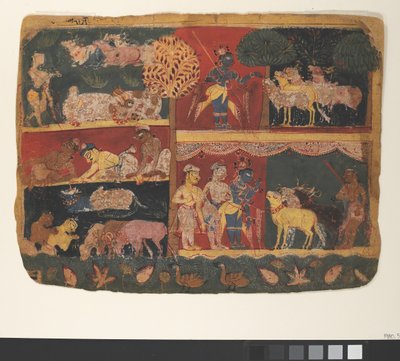 كريشنا ورعاة البقر: صفحة من Bhagavata Purana المشتتة ... ، كاليفورنيا. 1520-30. بواسطة غير معروف