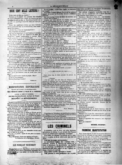 صحيفة La Republique Sociale في 13 أكتوبر 1881 بواسطة غير معروف