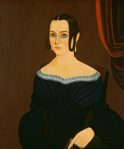 سيدة ترتدي نظارة طبية ، ج. 1840. بواسطة غير معروف