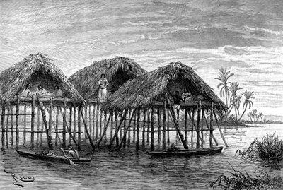 مساكن بحيرة سانتا روزا ، بالقرب من ماراكايبو ، فنزويلا ، 1895 بواسطة غير معروف