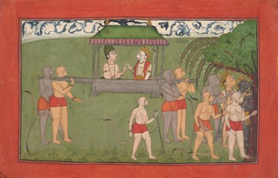 لاكشمانا وسوجريفا تحملهما Palanquin لتلقي بركات راماس ... ، كاليفورنيا. 1710-25. بواسطة غير معروف