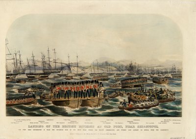 هبوط الشعبة البريطانية في القلعة القديمة ، بالقرب من سيفاستوبول ، 1854 بواسطة غير معروف