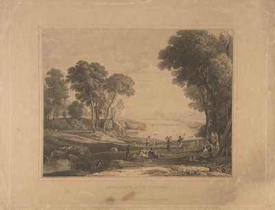 منظر طبيعي بأرقام بعد زواج إسحاق وريبيكا ، 1648 ، نشر عام 1830. بواسطة غير معروف