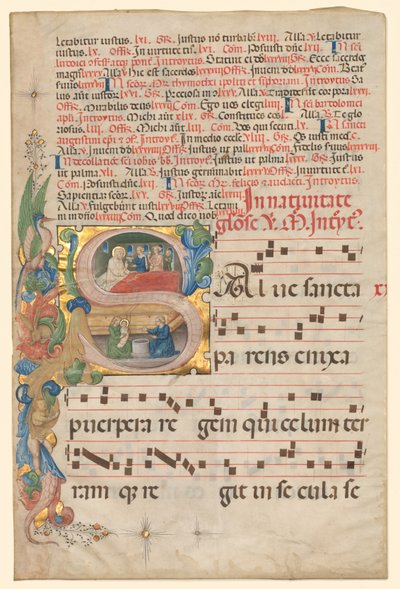 Leaf from a Gradual: Historical Initial S [alve Sancta Parens] ...، c. 1420-1450. بواسطة غير معروف