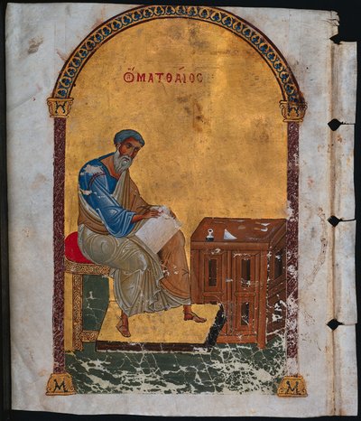 ورقة من كتاب مع سانت ماثيو ، 1057-1063. بواسطة غير معروف