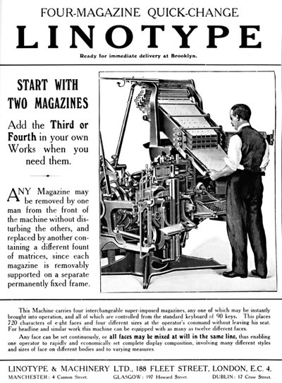 إعلان Linotype & Machinery Ltd. ، 1919 بواسطة غير معروف
