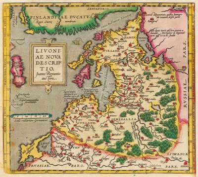 خريطة ليفونيا ، ليفونيا نوفا ، 1573-1578 بواسطة غير معروف
