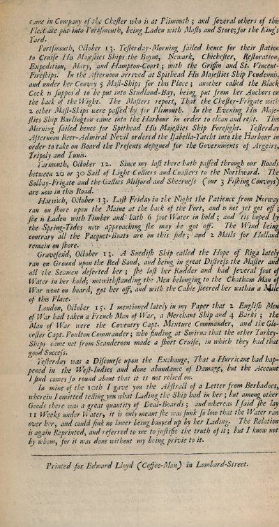 لويدز نيوز. لندن ، 15 أكتوبر 1696 - خدر. 20 ، 1928 بواسطة غير معروف