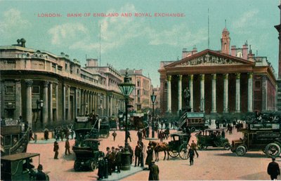 لندن ، بنك إنجلترا و Royal Exchange ، c1910 بواسطة غير معروف