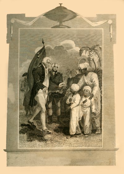 اللورد كورنواليس يستقبل أبناء تيبو صائب ، c1780s ، 1816. بواسطة غير معروف